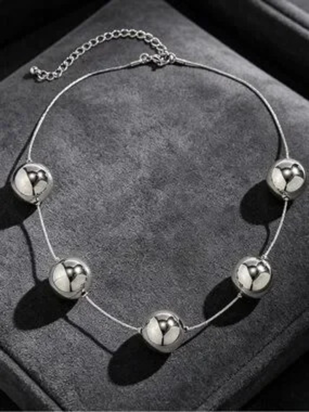Anthropologie Polished Silver Tone Sphere Necklace